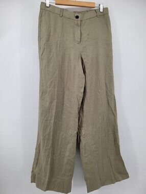 J.Crew Harbor pant in linenLight Olive Wide-Leg Linen Pants Size Medium